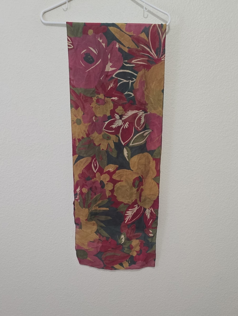 Axcess Floral Scarf in Burgundy, Mustard and Green